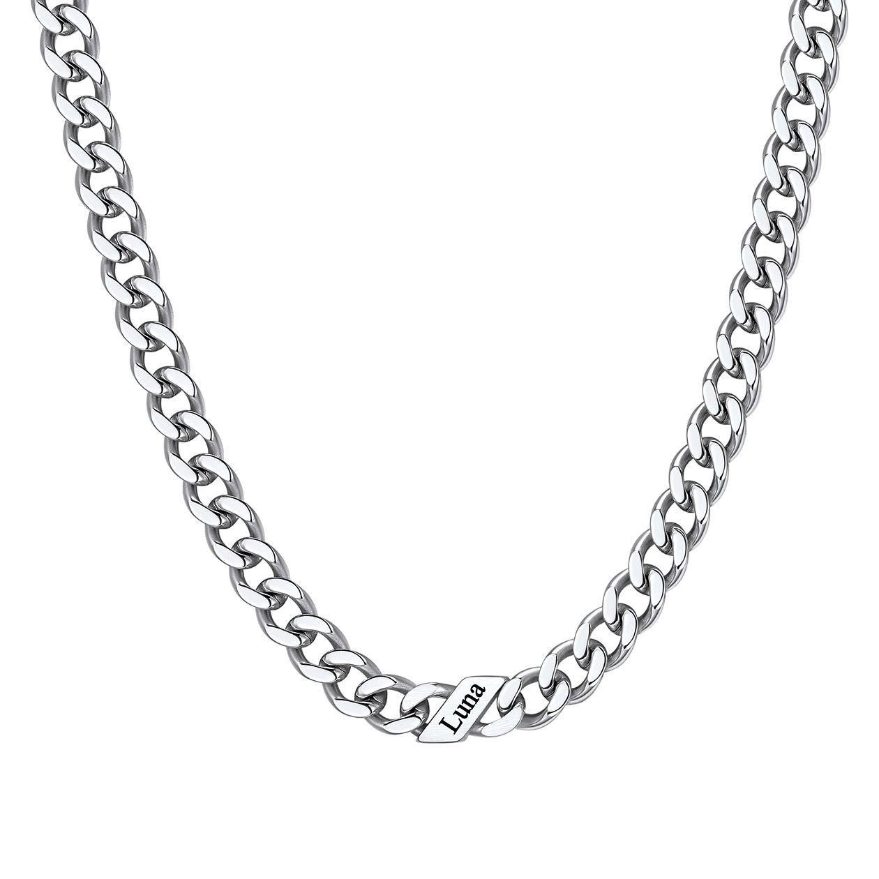 1-6 Names Stainless Steel Engraved Cuban Chain Necklace for Women