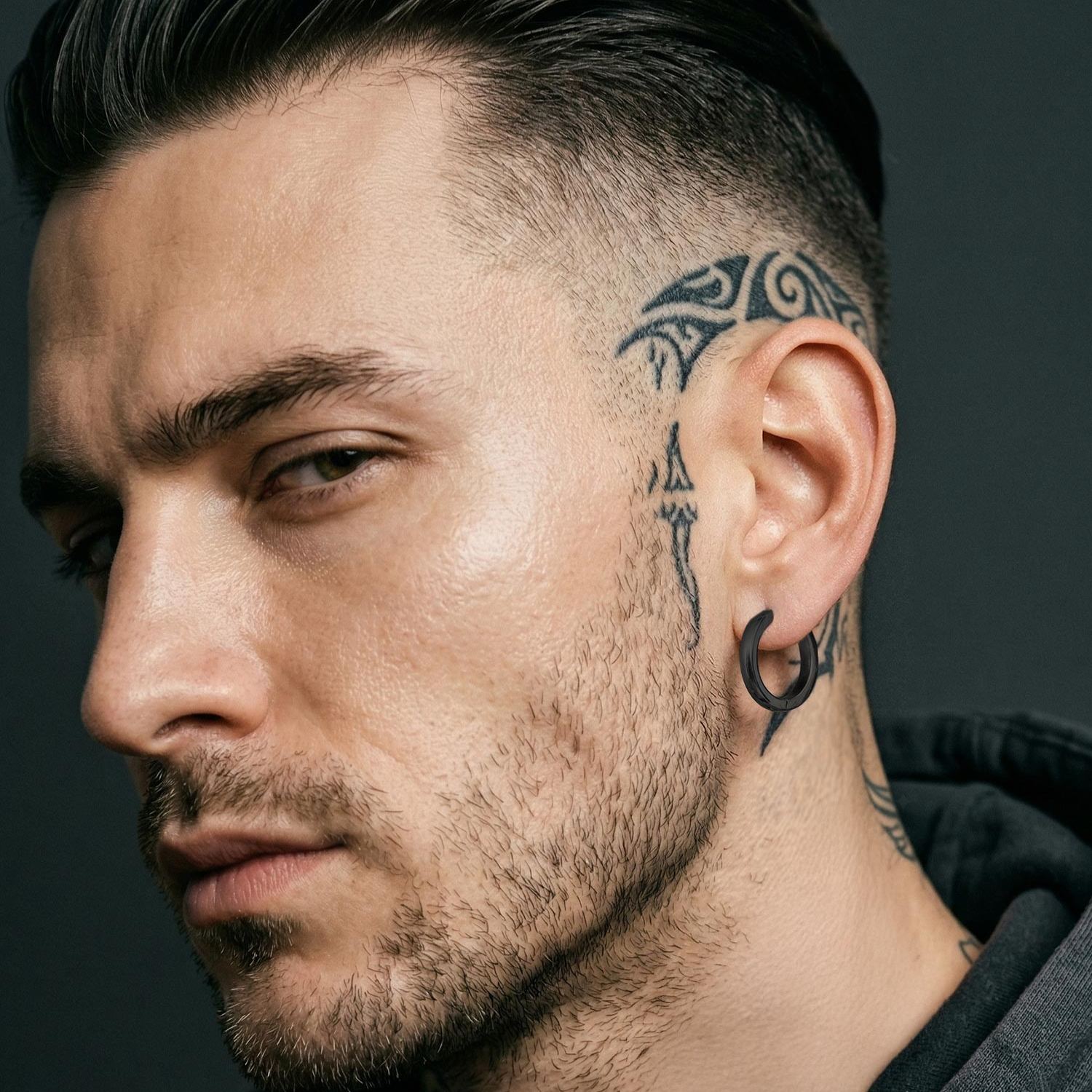 Square Tube Round Hoop Earrings for Men Women