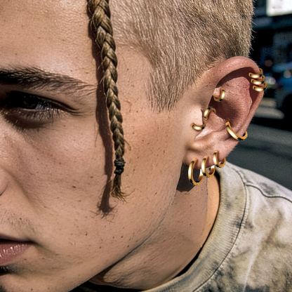  Square Tube Round Hoop Earrings for Men Women