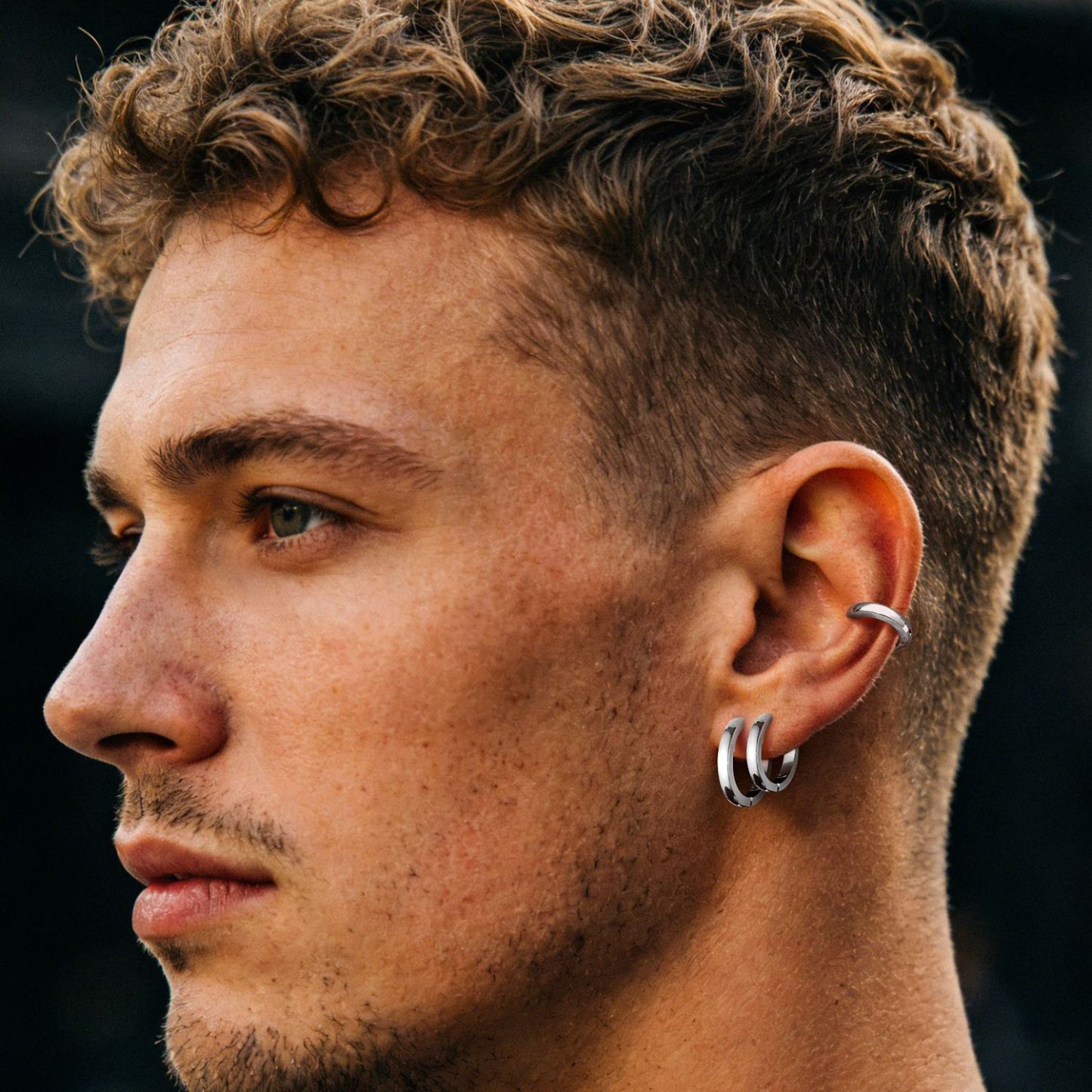  Square Tube Round Hoop Earrings for Men Women