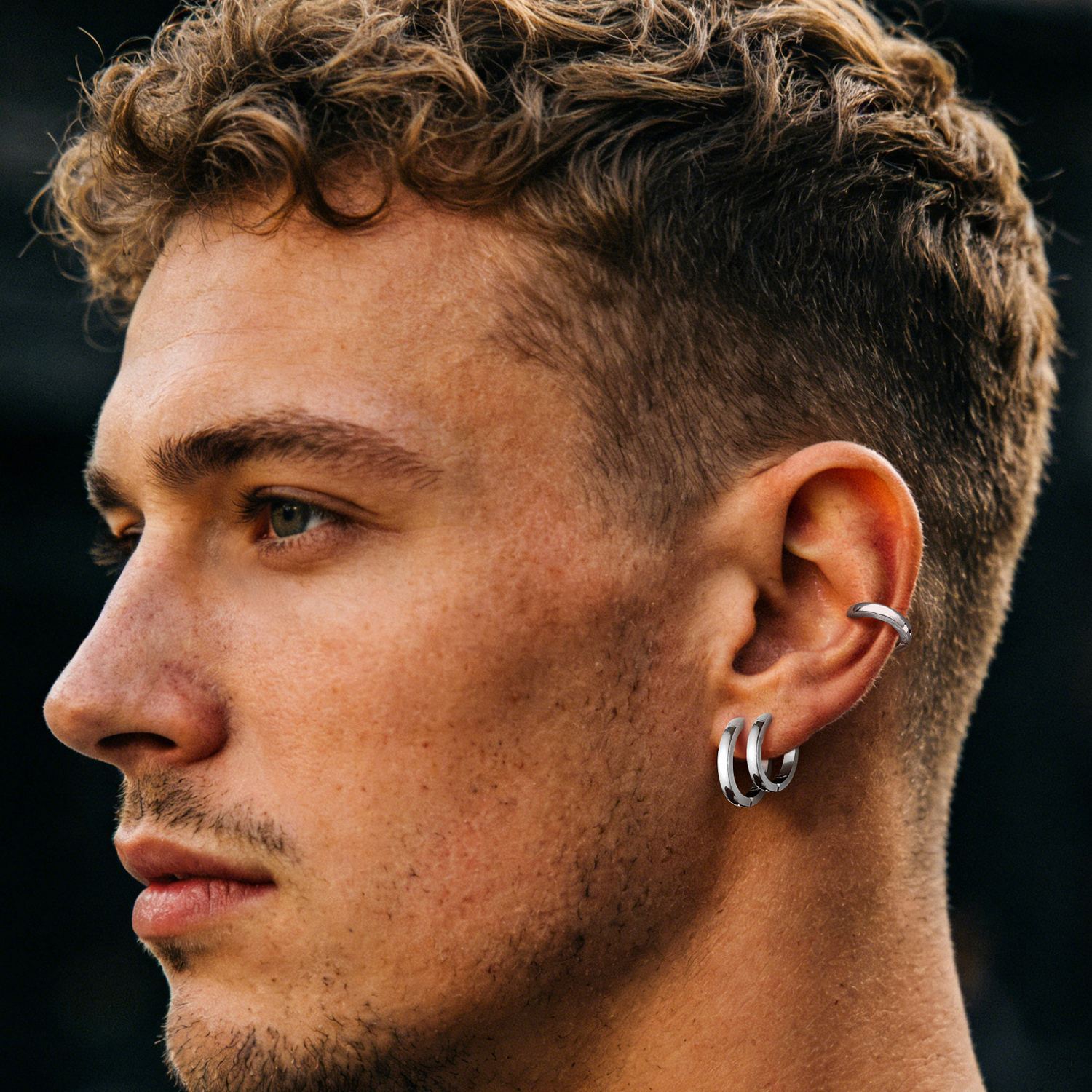  Square Tube Round Hoop Earrings for Men Women