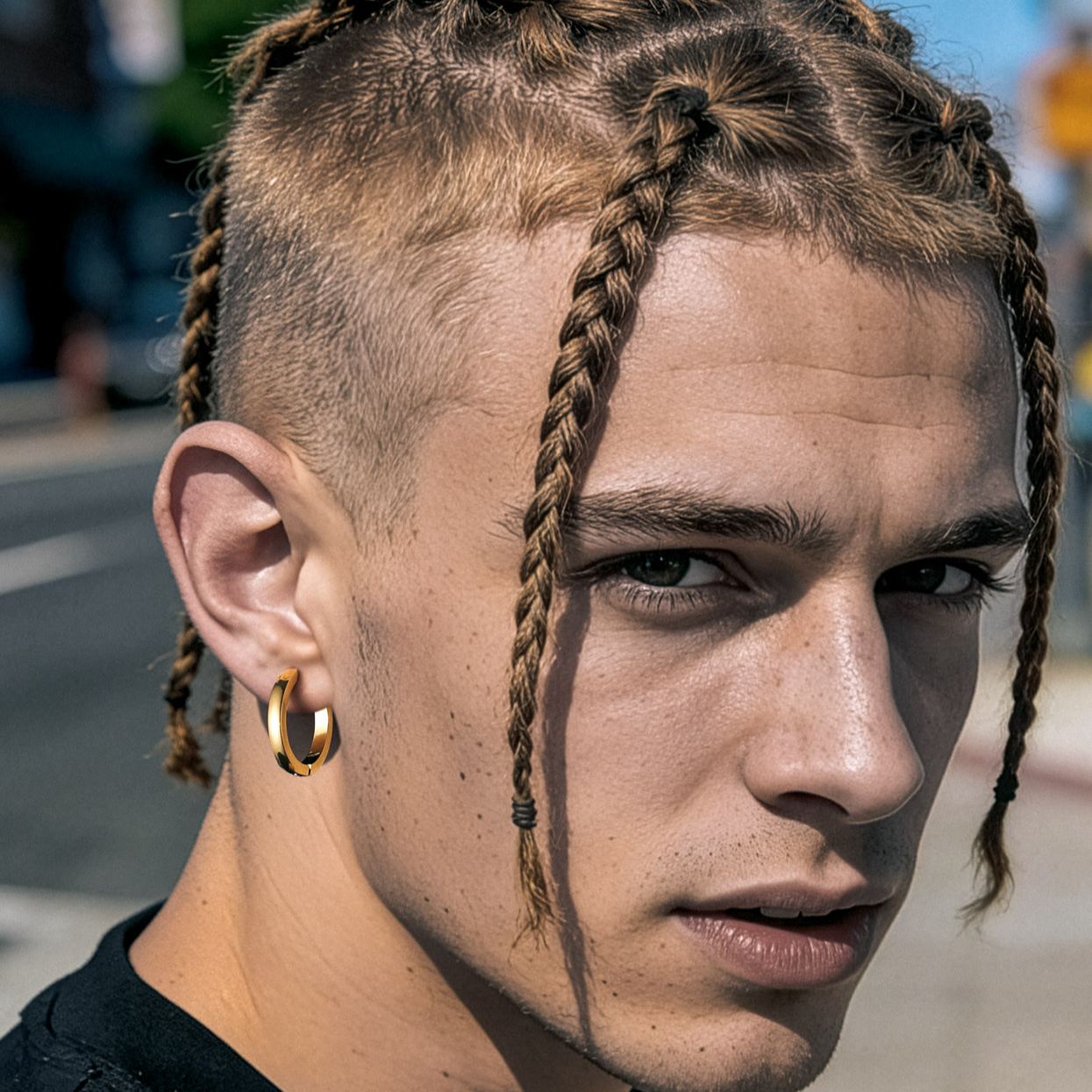  Square Tube Round Hoop Earrings for Men Women