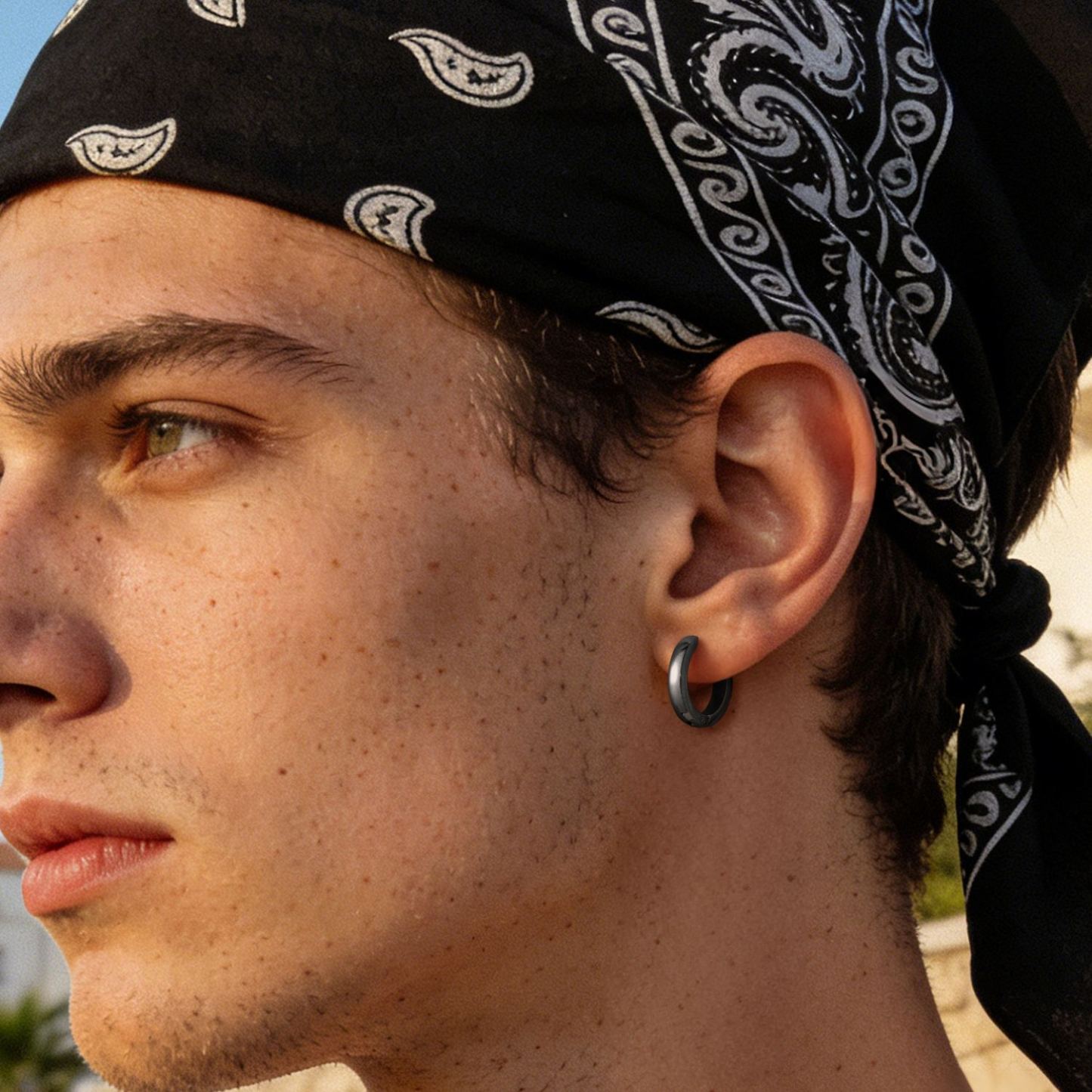  Square Tube Round Hoop Earrings for Men Women