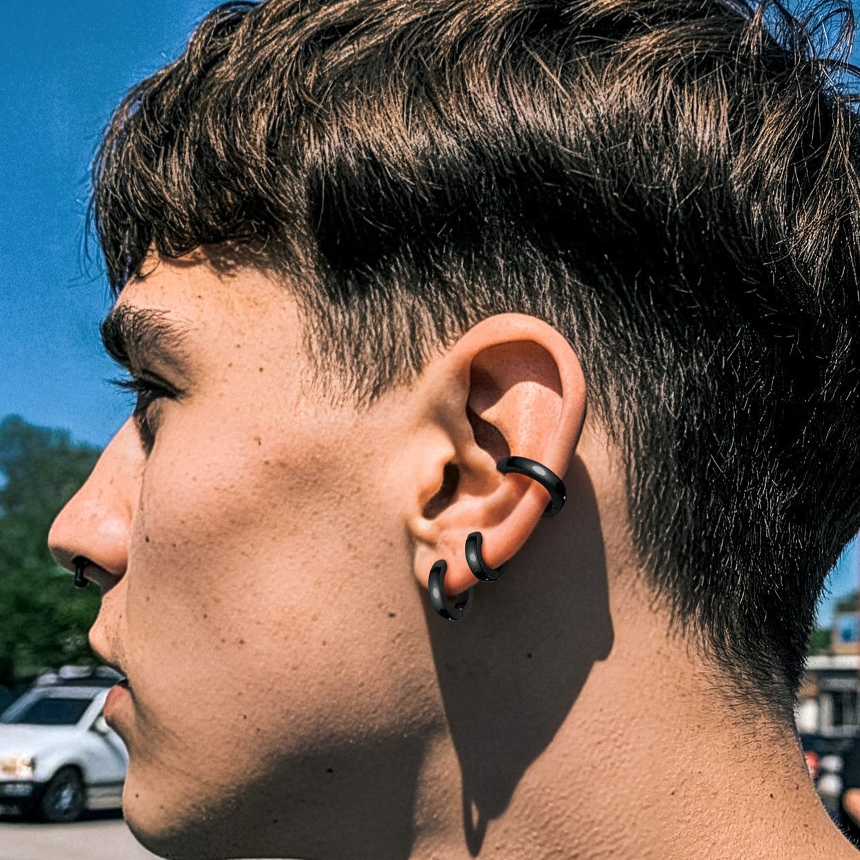 3 Pairs Classic Hoop Earrings Set For Men Women