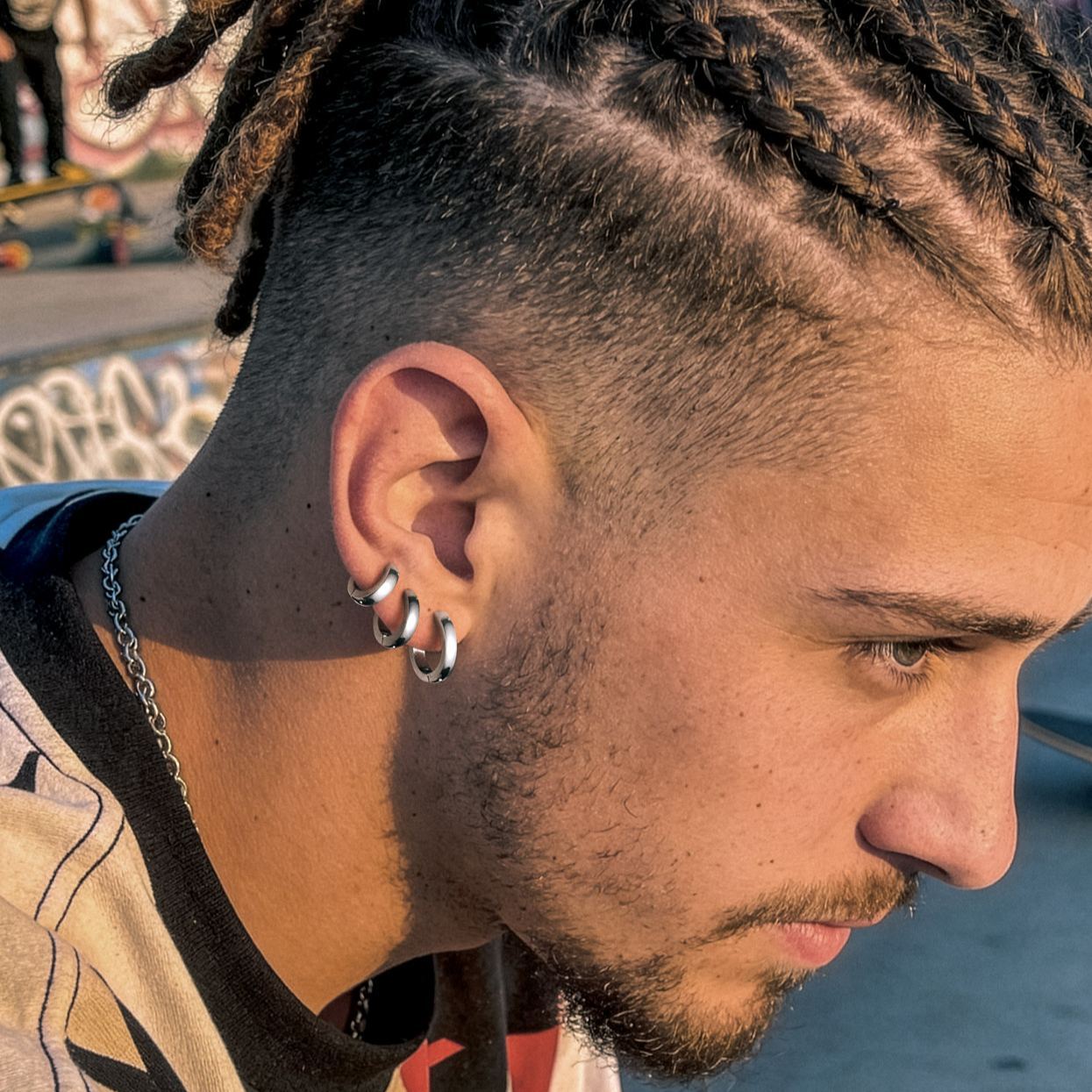 3 Pairs Classic Hoop Earrings Set For Men Women