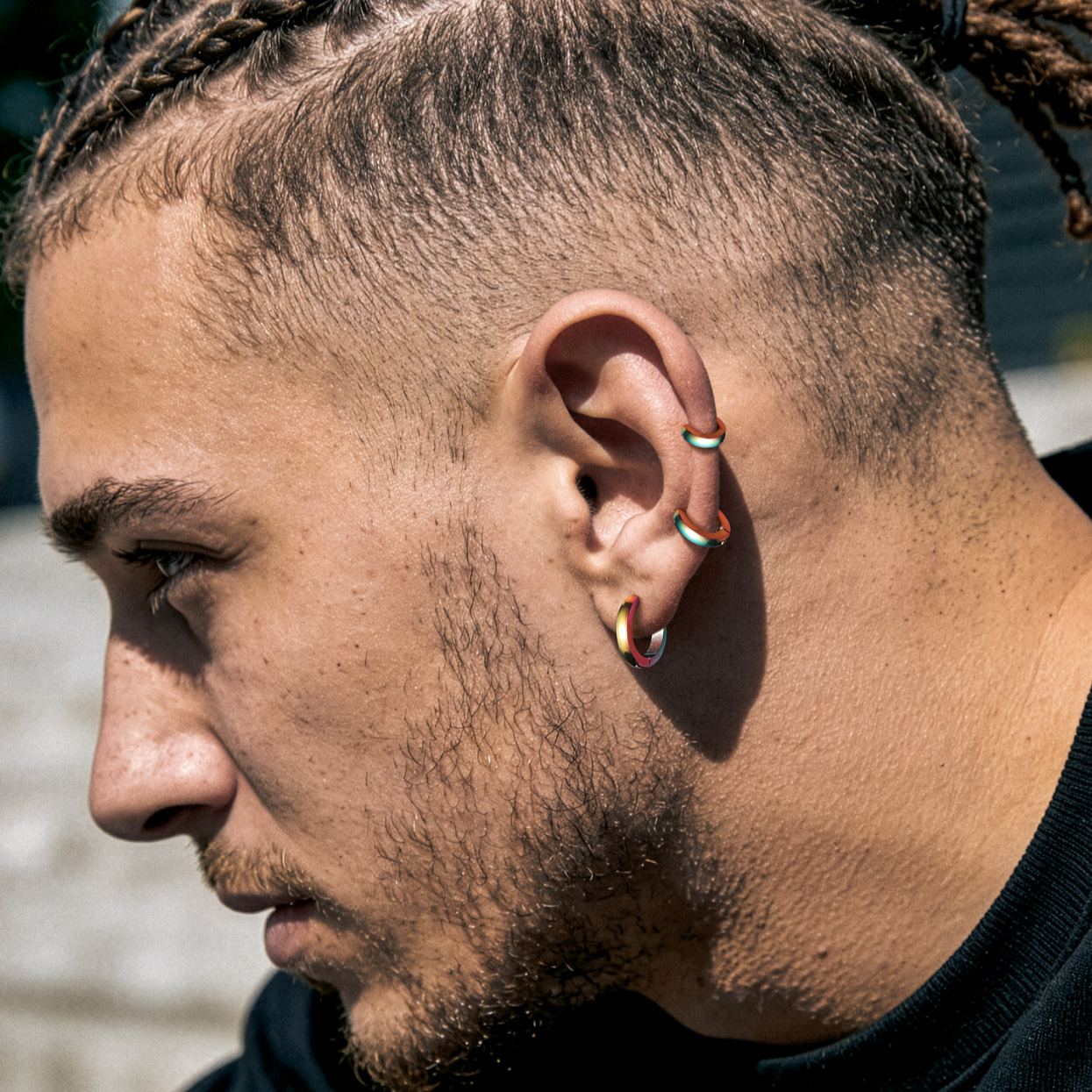  Square Tube Round Hoop Earrings for Men Women