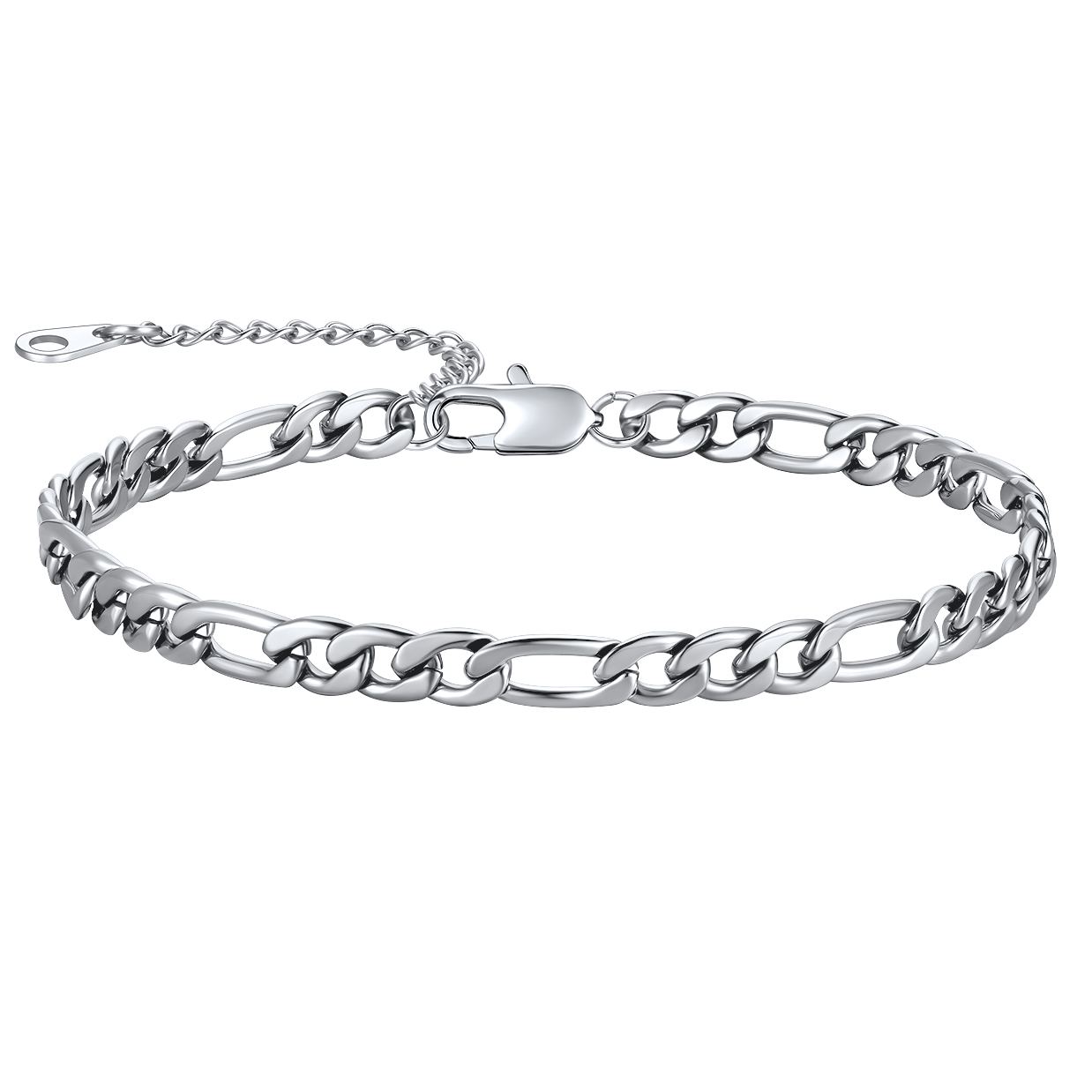 5mm Stainless Steel Figaro Anklet  for Women