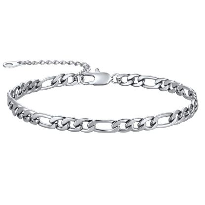 5mm Stainless Steel Figaro Anklet  for Women