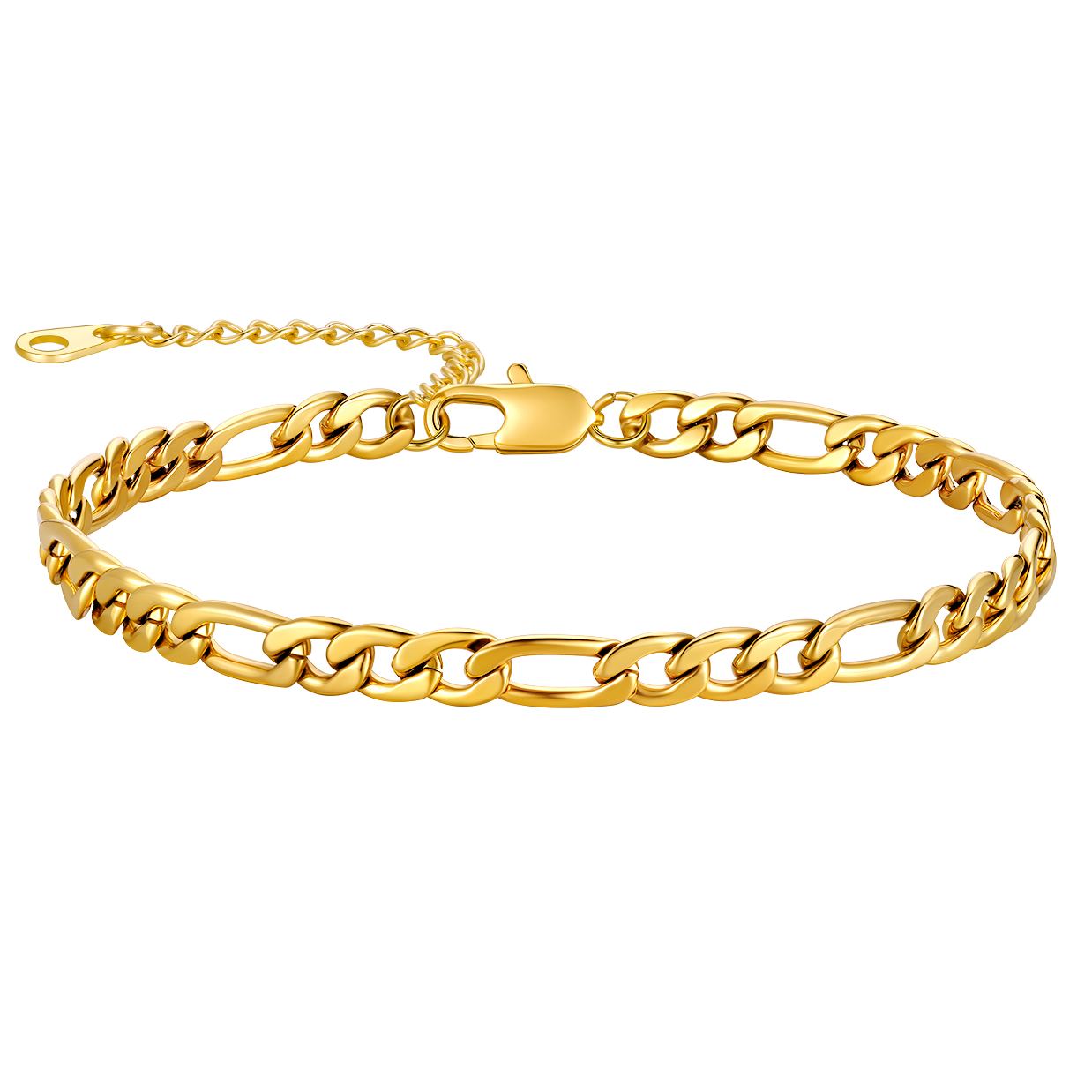 5mm Stainless Steel Figaro Anklet  for Women