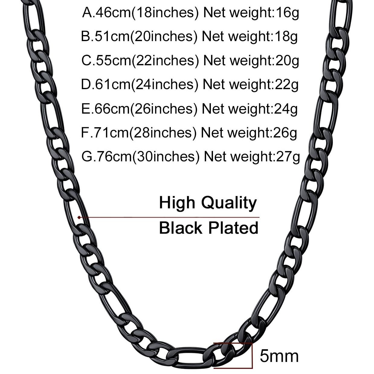 5mm Stainless Steel Figaro Chain Necklace For Men For Women