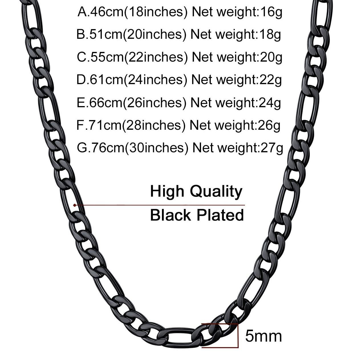 5mm Stainless Steel Figaro Chain Necklace For Men For Women