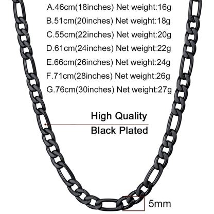 5mm Stainless Steel Figaro Chain Necklace For Men For Women