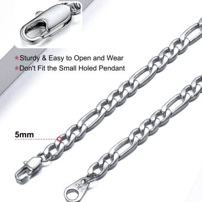 5mm Stainless Steel Figaro Chain Necklace For Men For Women