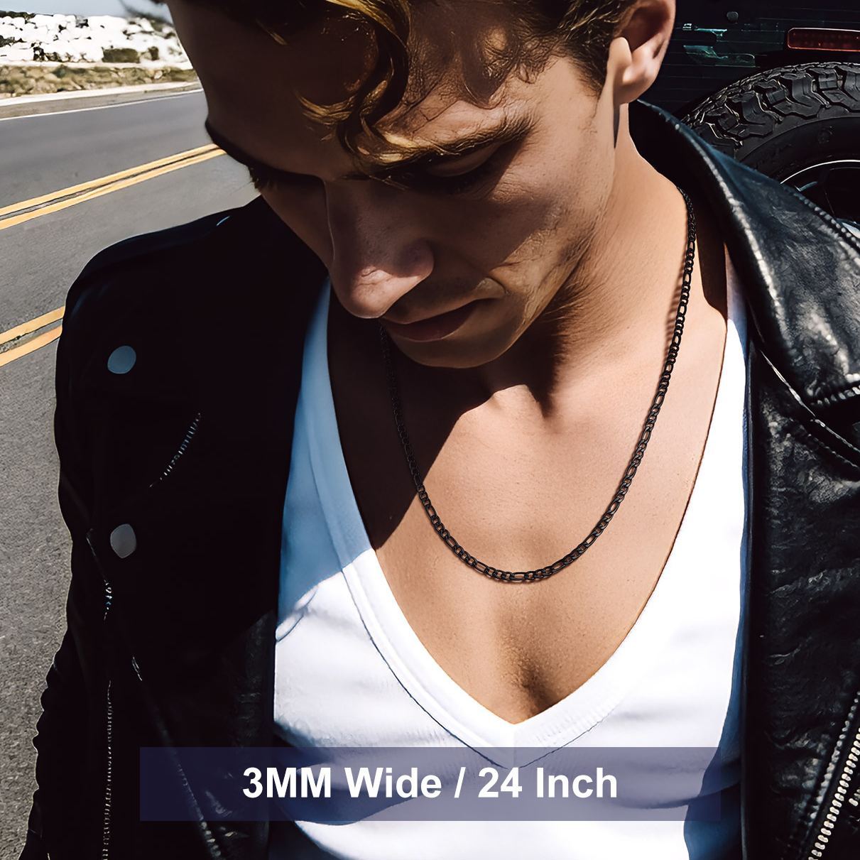 5mm Stainless Steel Figaro Chain Necklace For Men For Women