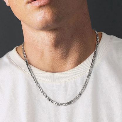 5mm Stainless Steel Figaro Chain Necklace For Men For Women
