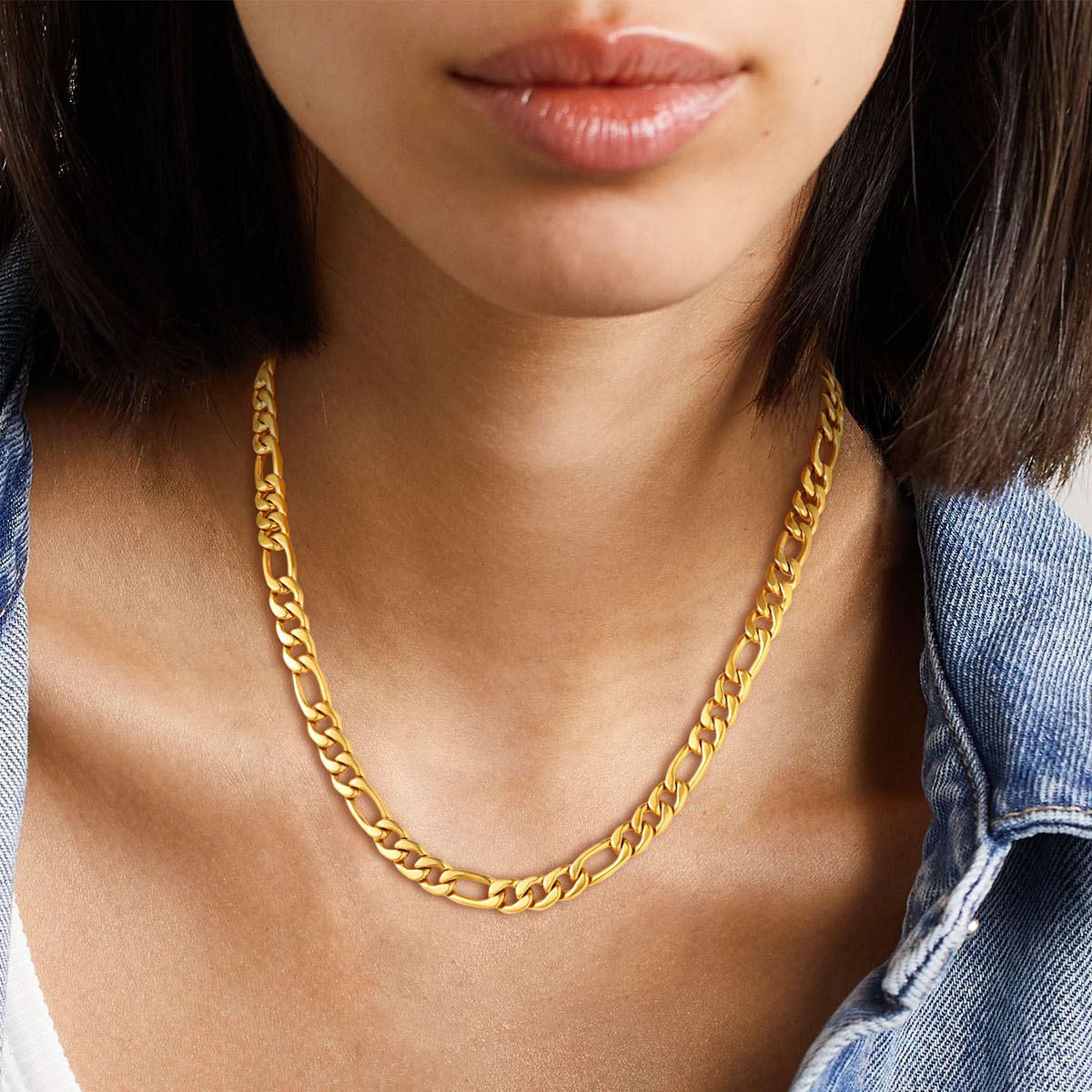 3mm/5mm Stainless Steel Figaro Chain Necklace For Men For Women