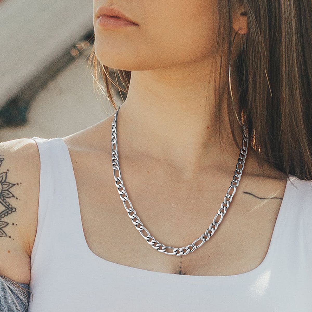 3mm/5mm Stainless Steel Figaro Chain Necklace For Men For Women