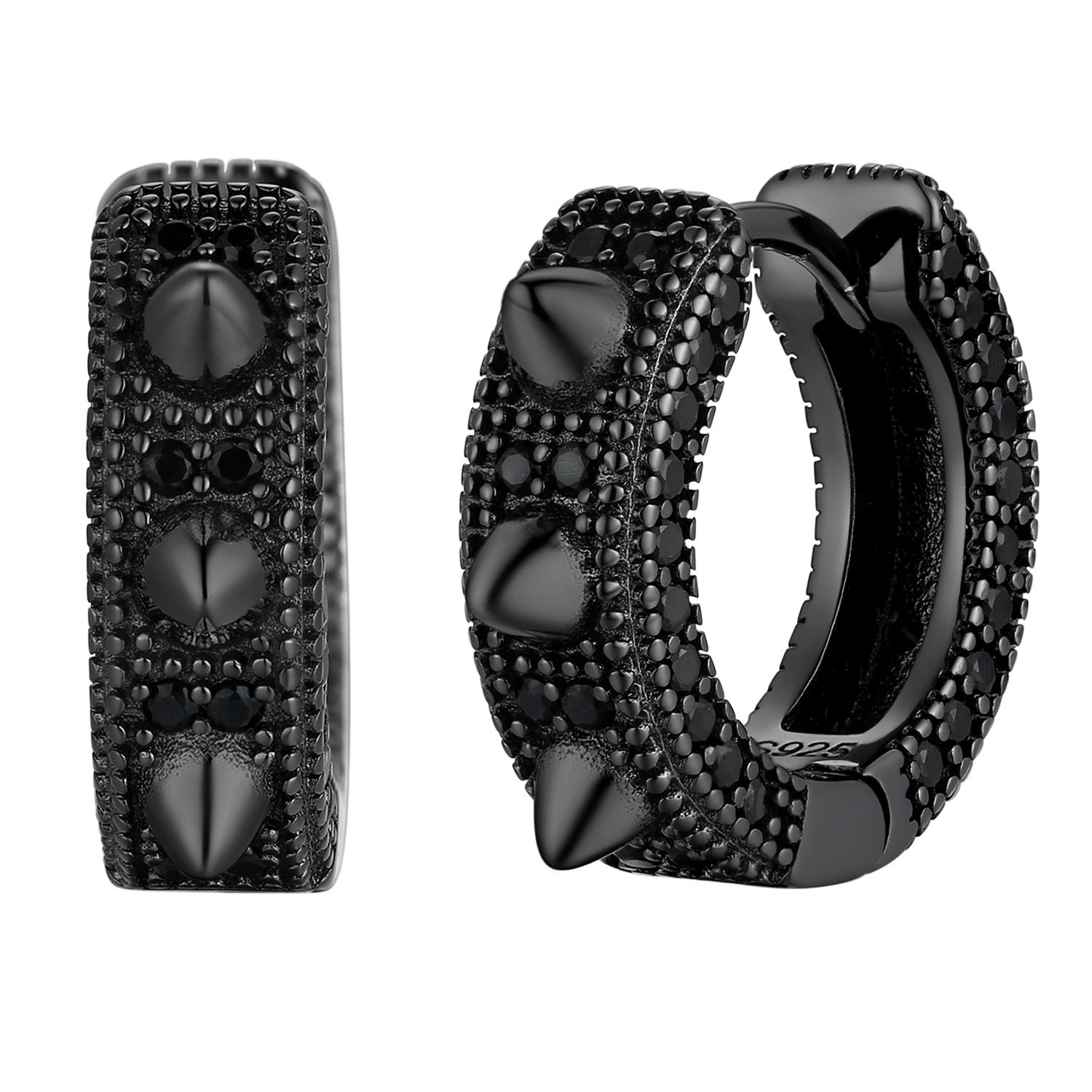 Sterling Silver CZ Huggie Earrings For Men