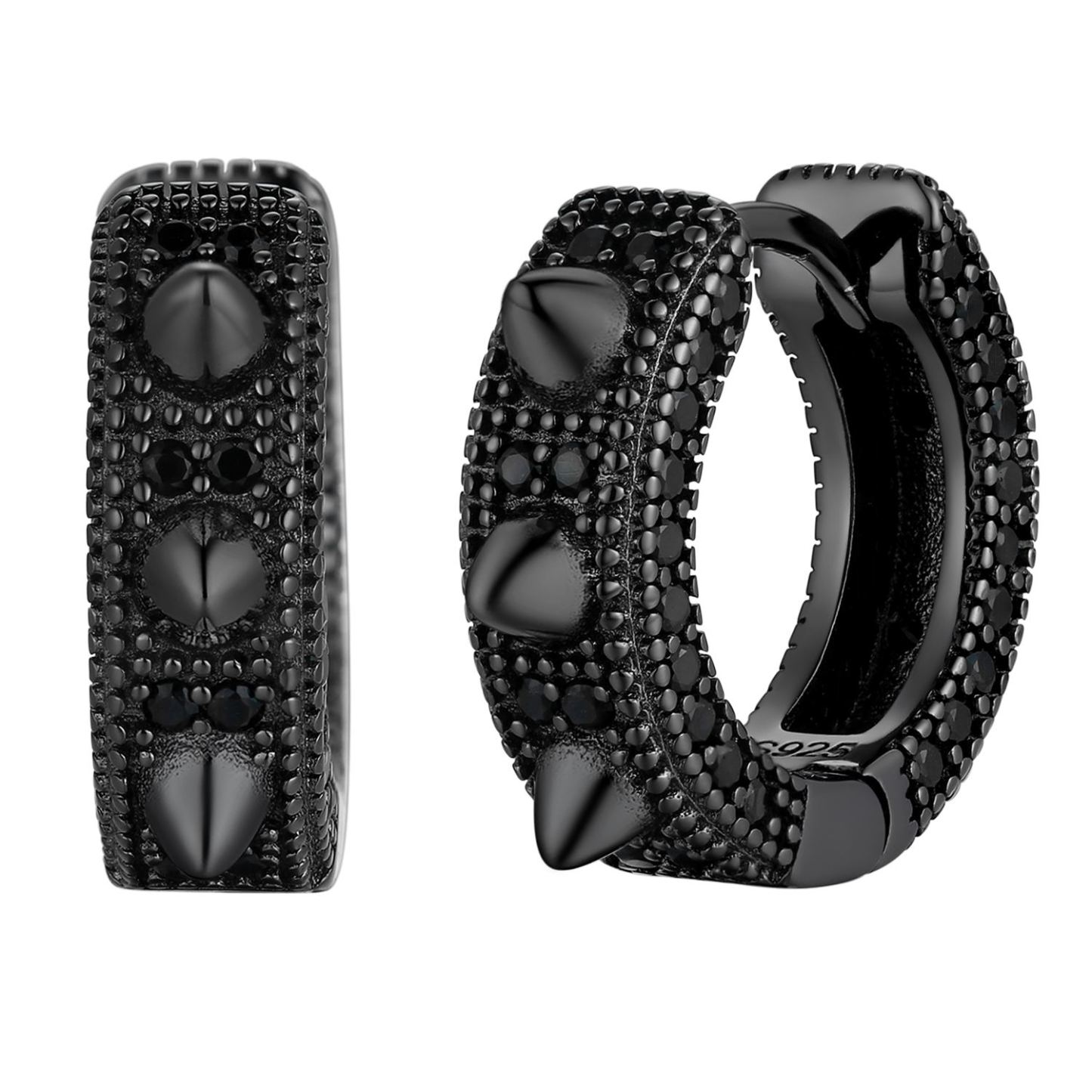 Sterling Silver CZ Huggie Earrings For Men