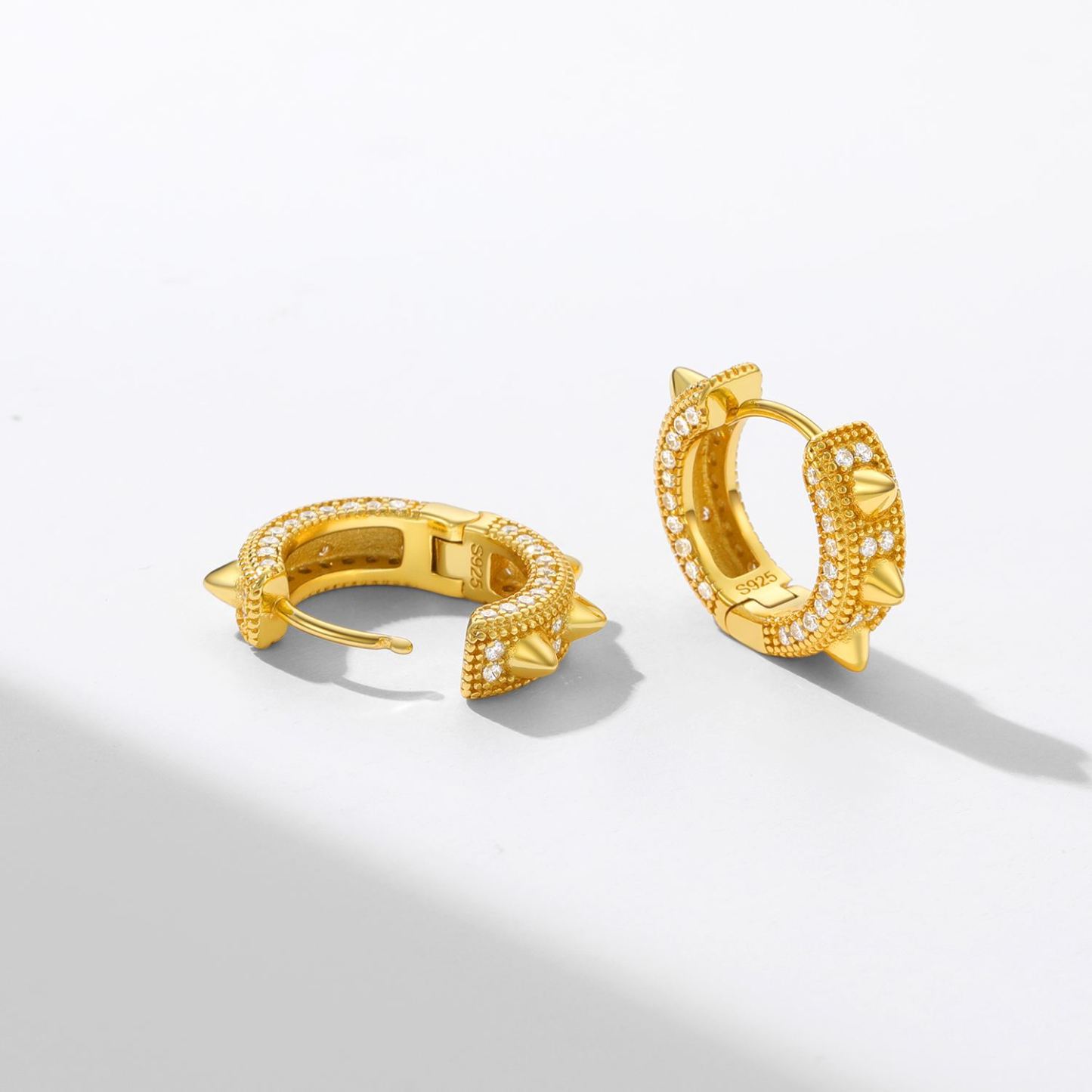 Sterling Silver CZ Huggie Earrings For Men