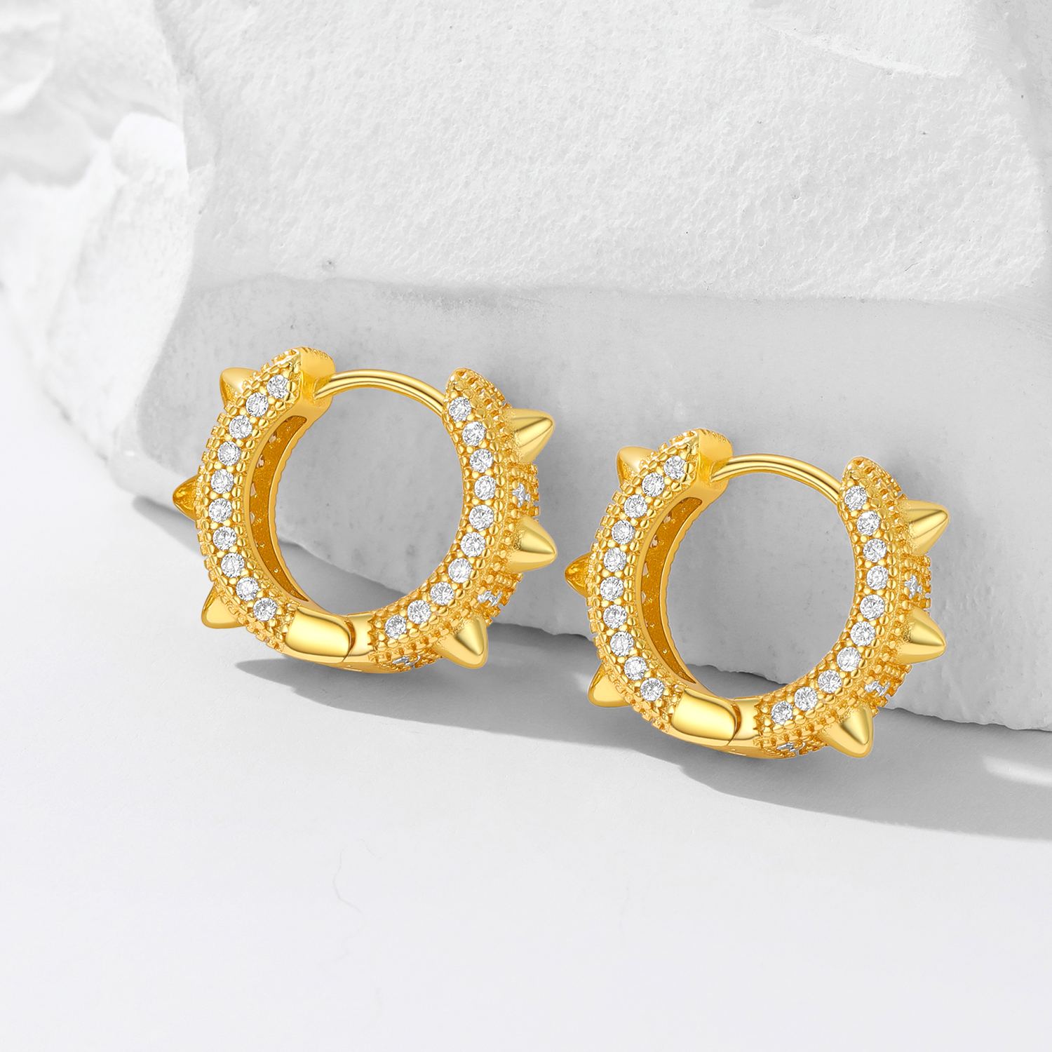 Sterling Silver CZ Huggie Earrings For Men