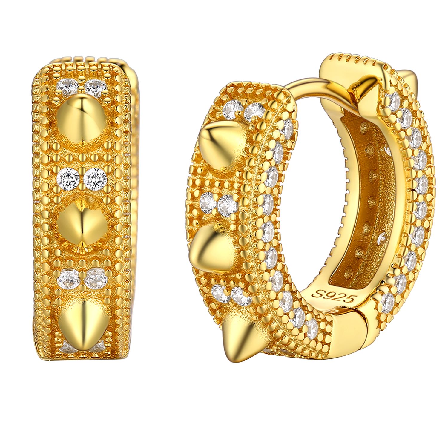 Sterling Silver CZ Huggie Earrings For Men