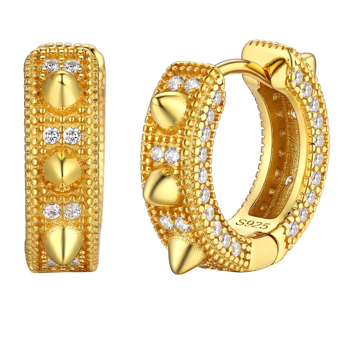 Sterling Silver CZ Huggie Earrings For Men