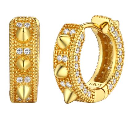 Sterling Silver CZ Huggie Earrings For Men