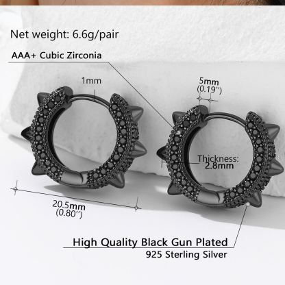 Sterling Silver CZ Huggie Earrings For Men