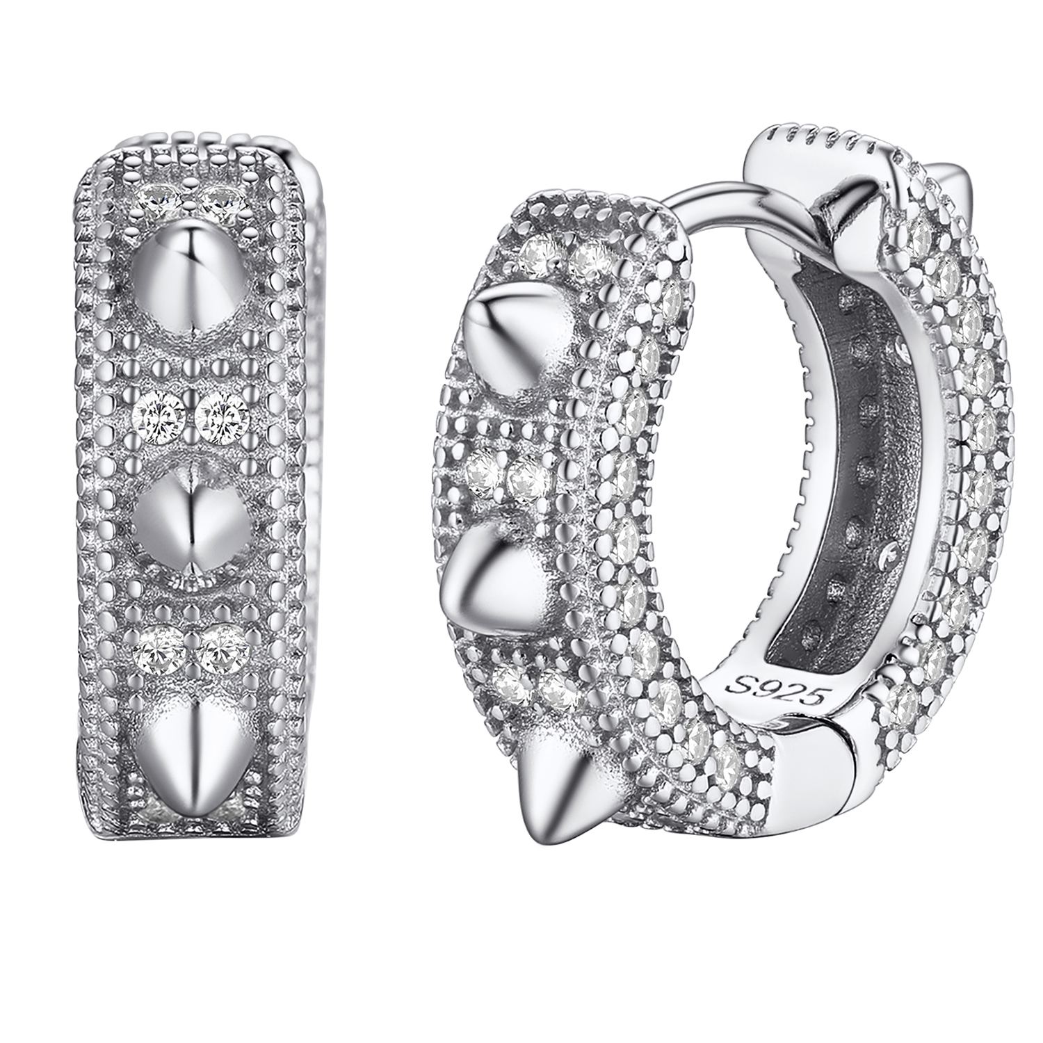 Sterling Silver CZ Huggie Earrings For Men