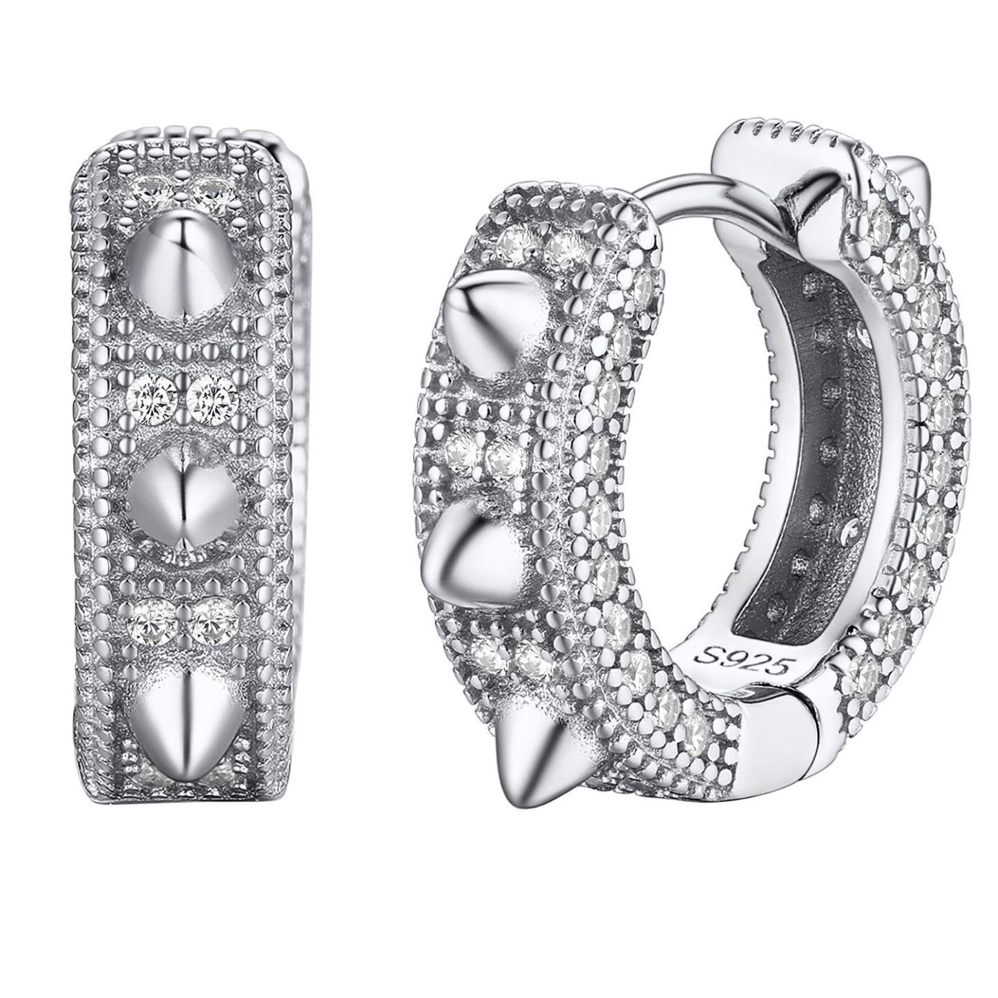 Sterling Silver CZ Huggie Earrings For Men