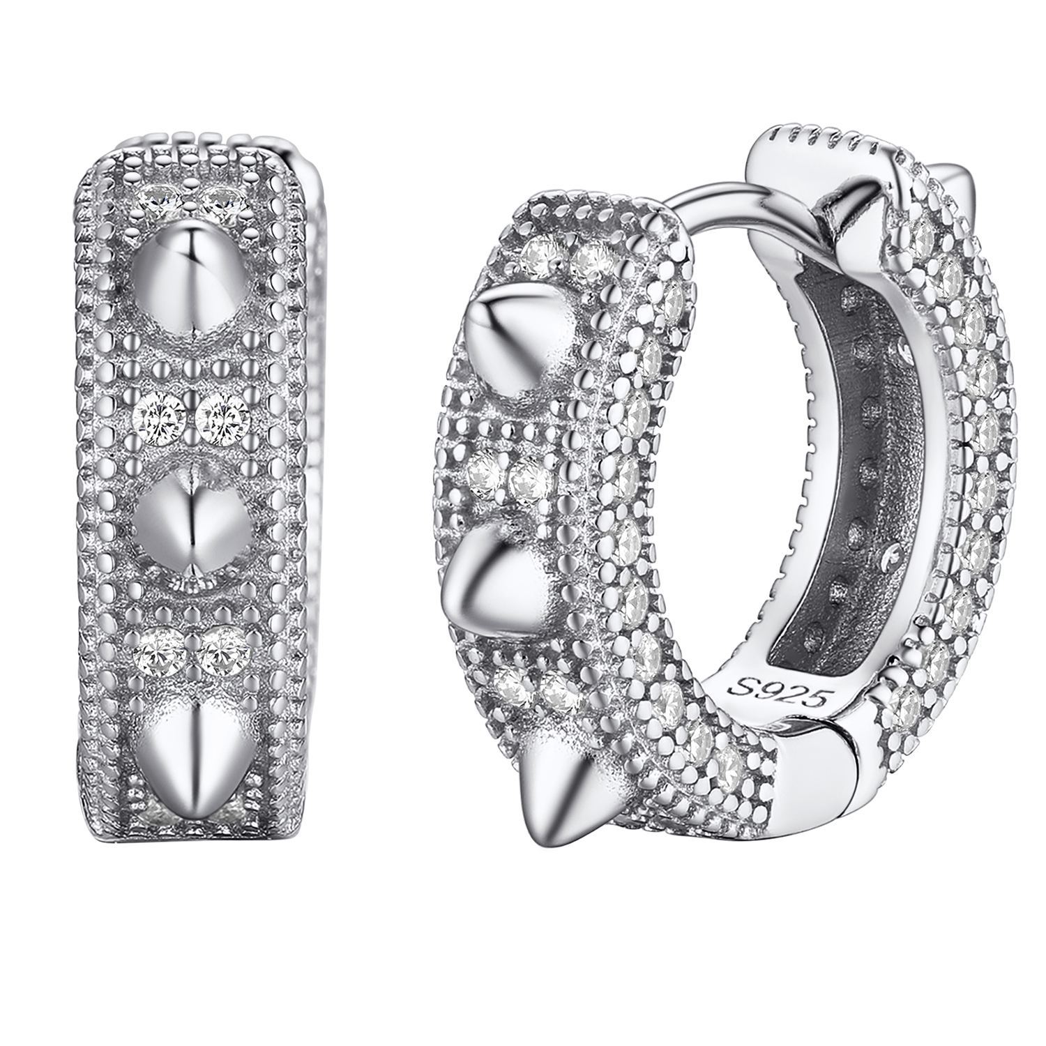 Sterling Silver CZ Huggie Earrings For Men