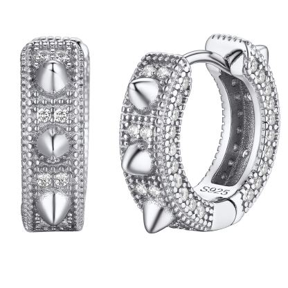 Sterling Silver CZ Huggie Earrings For Men