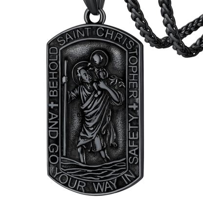  Stainless Steel St. Christopher Dog Tag Necklace for Men
