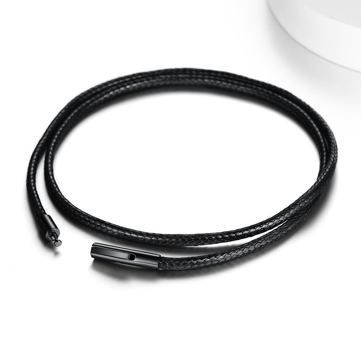 2mm Waxed Leather Cord Necklace Black