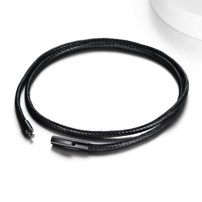 2mm Waxed Leather Cord Necklace Black