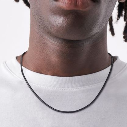 2mm/3mm Black Leather Cord Necklace for Men Women