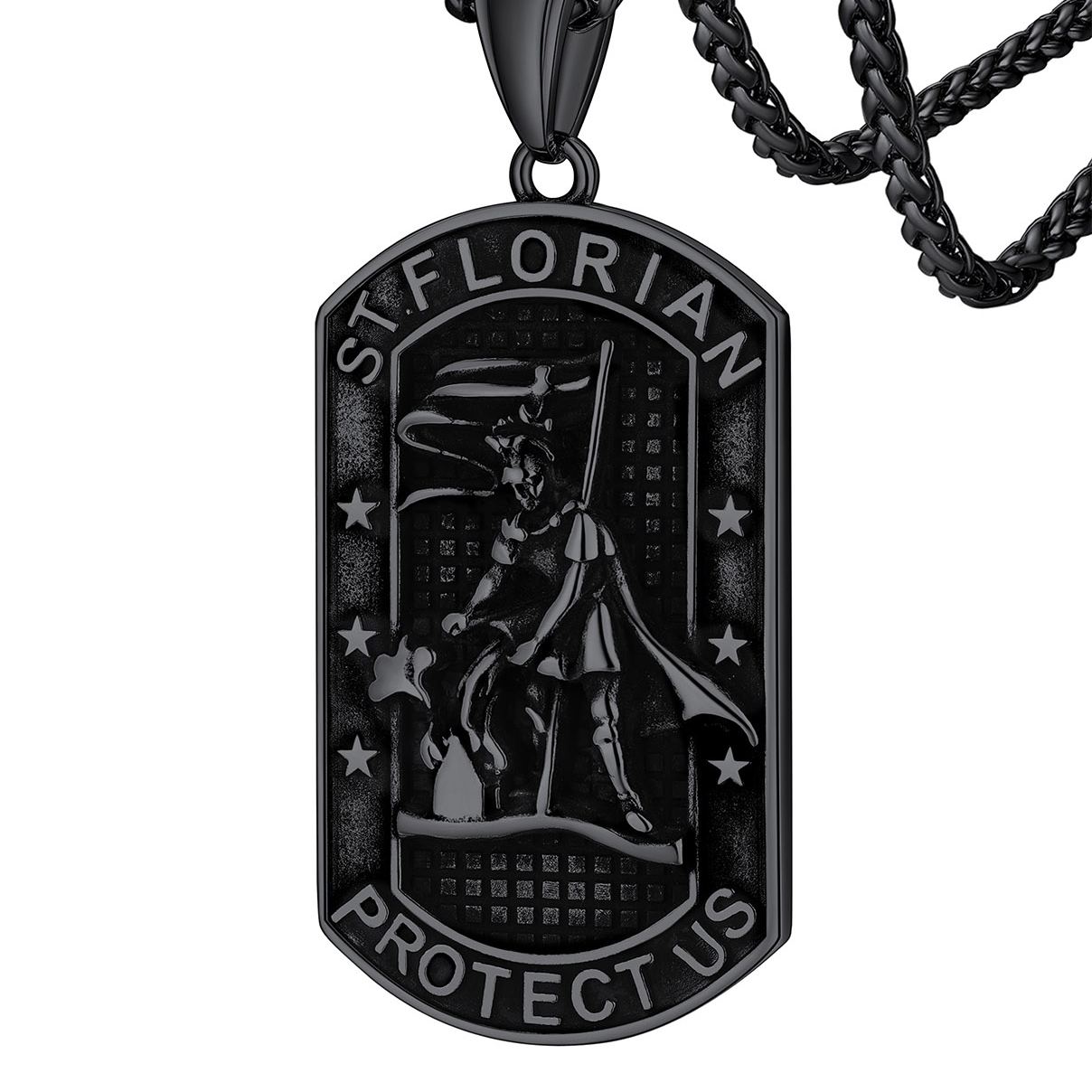 Stainless Steel Firefighter Dog Tag Necklace for Men