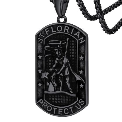 Stainless Steel Firefighter Dog Tag Necklace for Men
