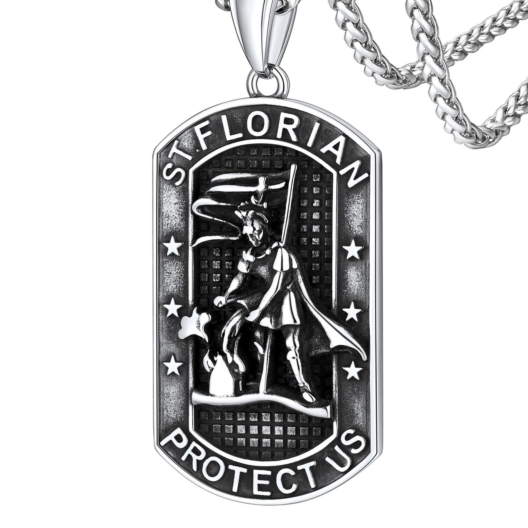 Stainless Steel Firefighter Dog Tag Necklace for Men
