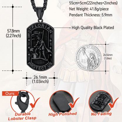 Stainless Steel Firefighter Dog Tag Necklace for Men
