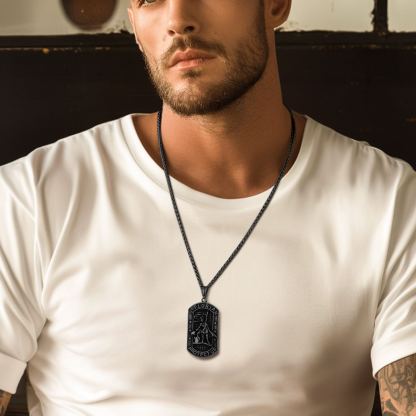 Stainless Steel Firefighter Dog Tag Necklace for Men