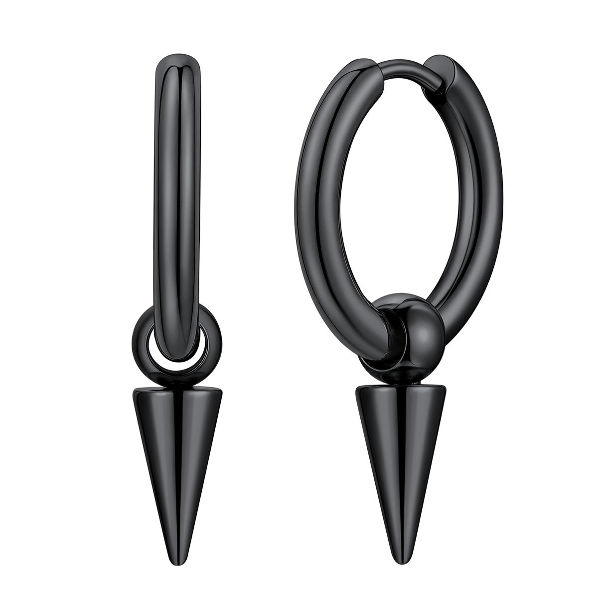 Stainless Steel 12mm Cone Hoop Earring For Men