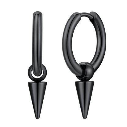 Stainless Steel 12mm Cone Hoop Earring For Men
