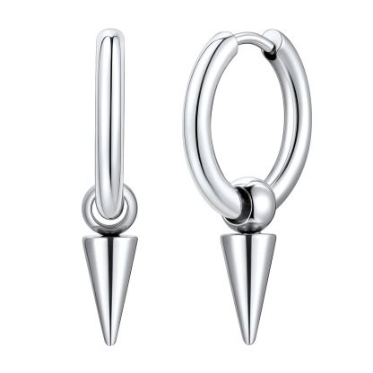 Stainless Steel 12mm Cone Hoop Earring For Men