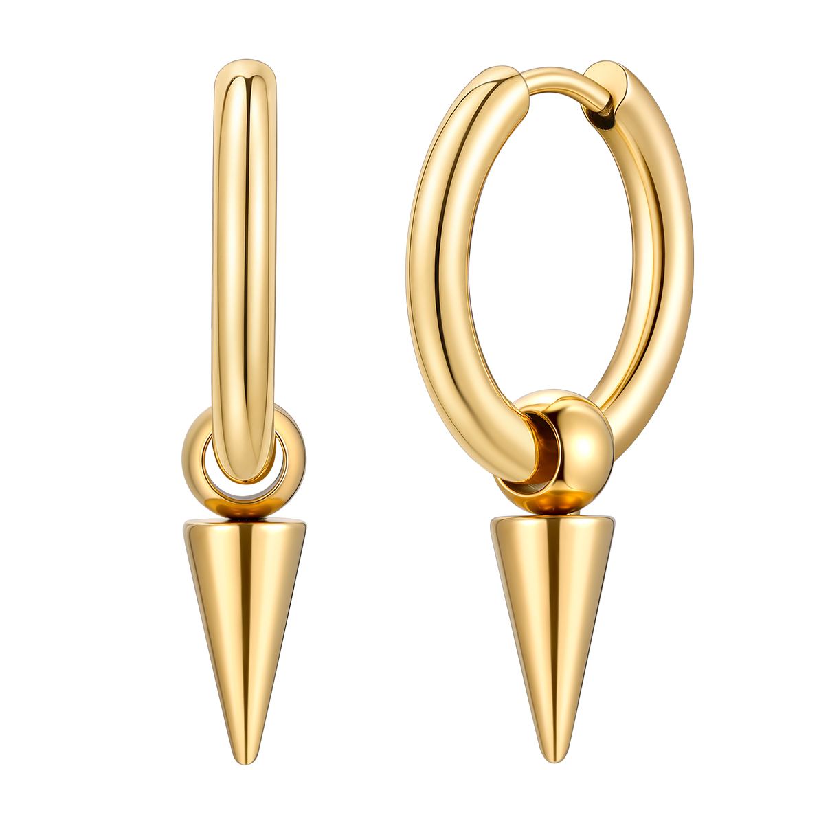 Stainless Steel 12mm Cone Hoop Earring For Men