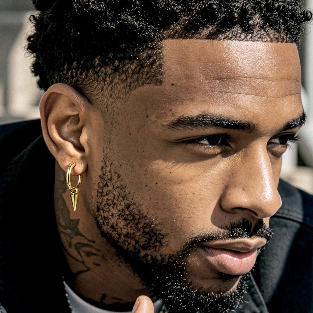 Stainless Steel 12mm Cone Hoop Earring For Men