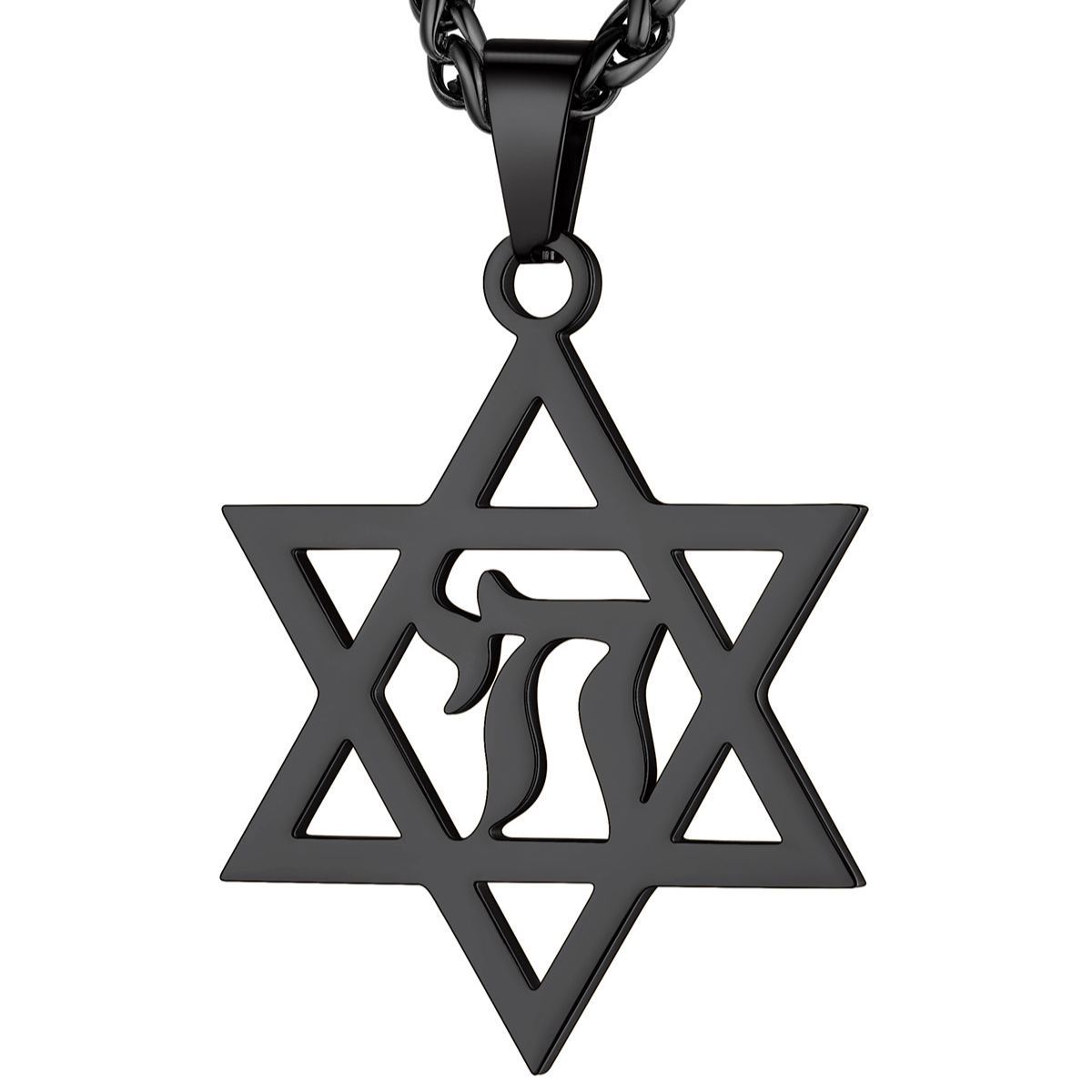 Stainless Steel Star of David Hebrew Necklace for Men Women