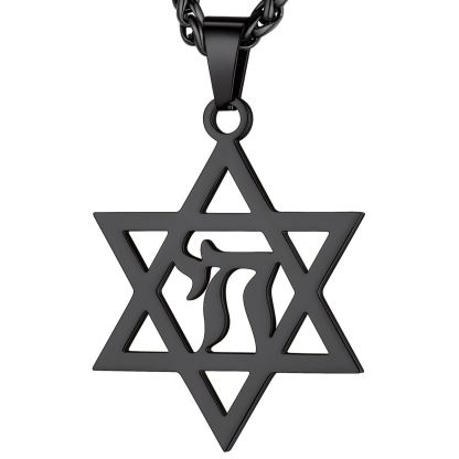 Stainless Steel Star of David Hebrew Necklace for Men Women