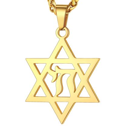 Stainless Steel Star of David Hebrew Necklace for Men Women